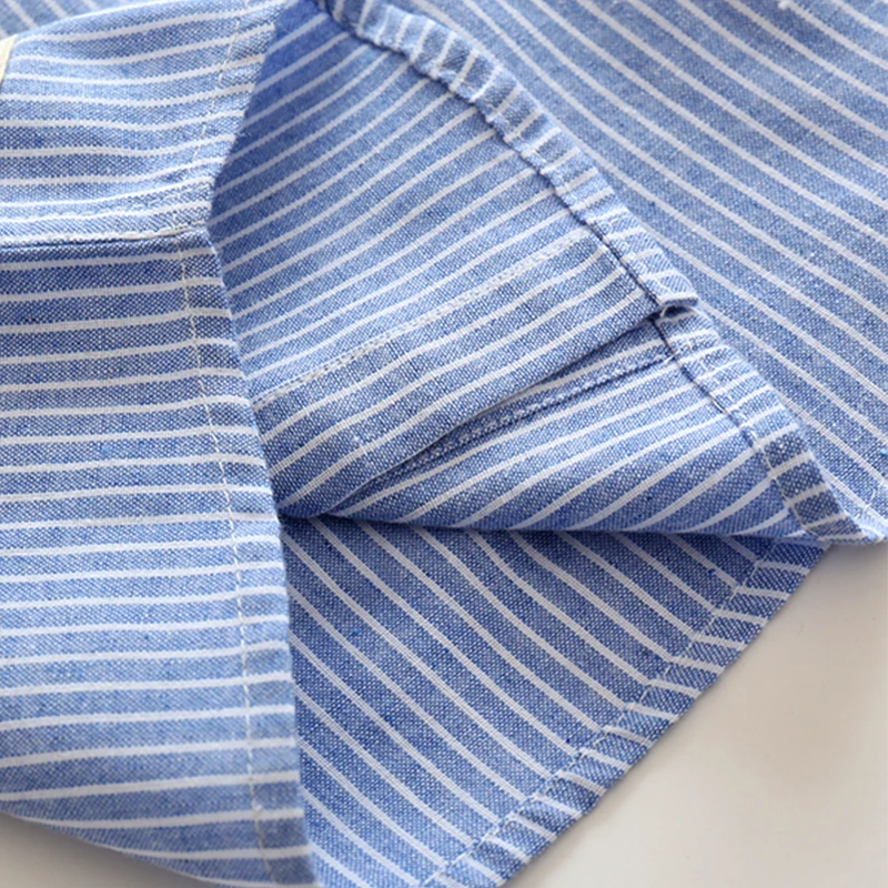 Spring Autumn 2 3 4 6 8 10 Years New Design MANDARIN COLLAR Long Sleeve Pocket Classic Striped Shirts For Kids Baby Boys