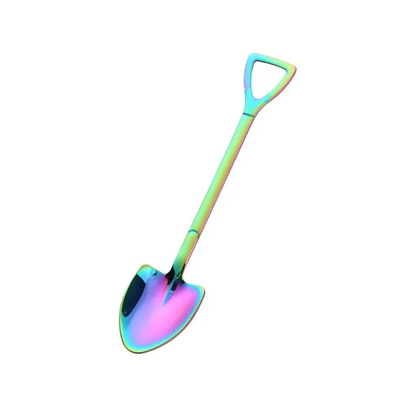 Creative Metal Ice Cream Coffee Spoon Shovel Shape Shell Tea Spoons 2PCS/set stainless steel spoon tea spoon 3 Colors Afternoon Tea Dessert Long Handle Spoon