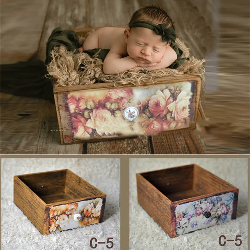 Newborn Photography Prop Photography Baby Props Photo Props Baby Studio Accessori Drawer Frame Two Sides Printing Newborn Shoot