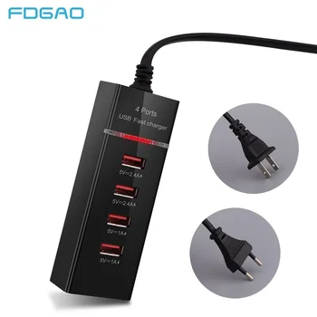 

FDGAO Universal 4USB Travel Mobile Phone Charger Standard 5V 3A Smart Charging Head Smart phone USB EU US charger Adapter