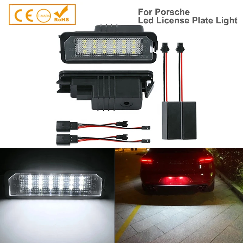 

2Pcs Error Free LED Number License Plate Light Lamps For Porsche Boxster Cayman Carrera Cayenne 911 718 918 980 987 991 958 982