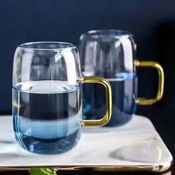 

1Pair Exquisite Explosion-proof Glass Cold Water Cup Durable Practicle Elegant Beautiful Transparent Color Drink Cup hot