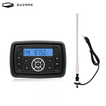 

Marine Waterproof Sqare Bluetooth Radio Car Audio Stereo Player + Black Rubber FM AM Radio Antenna