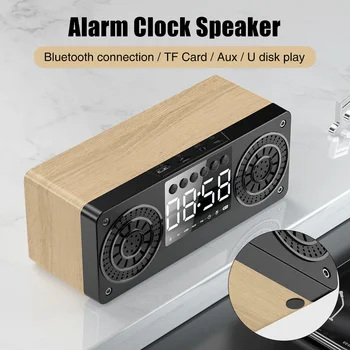 

Bluetooth 5.0 Portable Wireless Speaker Rechargeable LED Time Snooze Alarm Clock Speaker Hotel U Disk Bedroom Car FM Radio