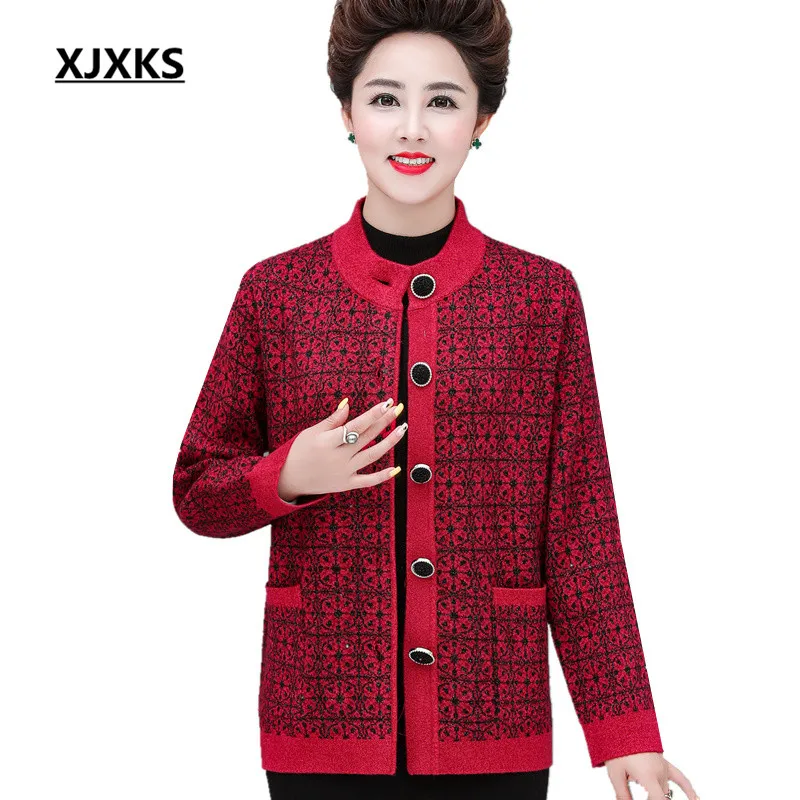 

XJXKS Women sweater jacket 2019 winter new loose plus size comfortable high quality cashmere knitted cardigan women sweater coat