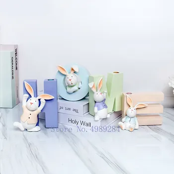 

Creativity Resin Lovely Rabbit Home Desktop Flower Arrangement Crafts Furnishings Children's Room Modern Home Decoration