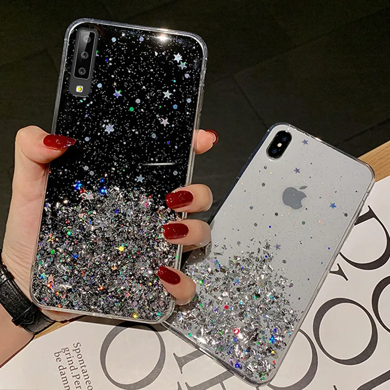 Starry Silver Foil Case For Samsung Galaxy A50S A10S A20S A30S A40S A20E A2 Core A7 A9 2018 A6S Transparent Cover | Мобильные