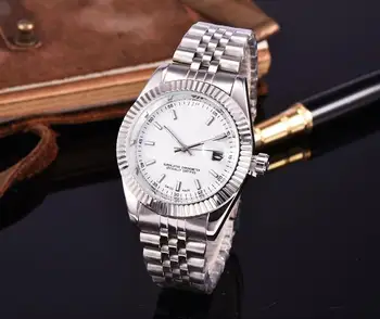 

Top Brand 43mm Stainless Steel Solid Clasp Automatic Movement Mechanical Watch Men Big Date President Desinger Mens Watches