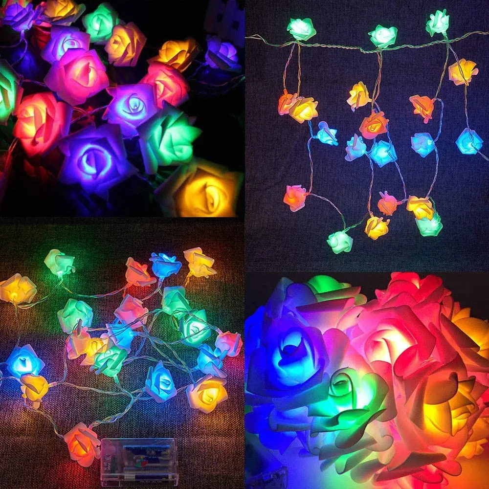 Flower Rose String Lights Decor Bright Warm Rose Flower Lamp Fairy Light Valentine's Wedding Gardens Party Christmas Decoration - Lighting Strings - AliExpress