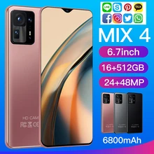 MIX4 – Smartphone Android 10, Version globale, 16 go + 1T, téléphone portable, 4G/5G, 6800mAh, écran de 6.7 pouces, débloqué 