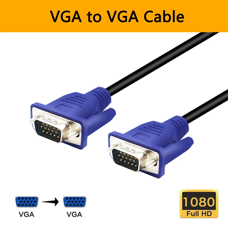Кабель преобразователь VGA в кабель переходник папа M/M для HD ТВ ПК ноутбуков