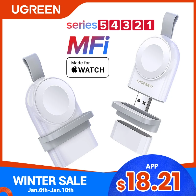 Ugreen Wireless Charger for Apple Watch Charger Series 5 4 3 2 1 Portable MFi USB Charger For Apple 3 Magnetic Wireless Charging