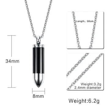 

FXM VEE9 stainless steel necklace hot sell popular single women 34mm Bullet color Bullet USA style lover gift women jewelry