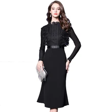 Черное яркое желтое OL высококачественное тонкое вечернее платье vestido de festa кружевное платье платье для выпускного вечера элегантное торжественное платье