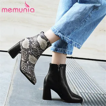 

MEMUNIA 2020 new arrival women ankle boots mixed colors snake high heels dress shoes woman autumn winter booties big size 43