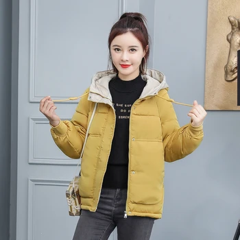 

Korean Fashion Dew Sweet Loose Short Style Thicken Bread Coat Female Down Jacket Assorted Colors Women Winter Outwear DownCotton
