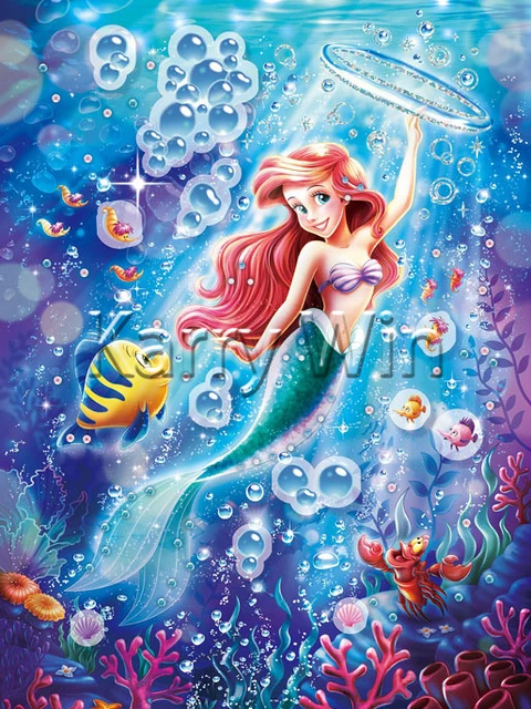 Diamond Painting Disney Princess Ariel Mermaid Cartoon 5d Diy Embroidery Square Cross Stitch Hobby Gift Mosaic Home Decoration Diamond Painting Cross Stitch Aliexpress