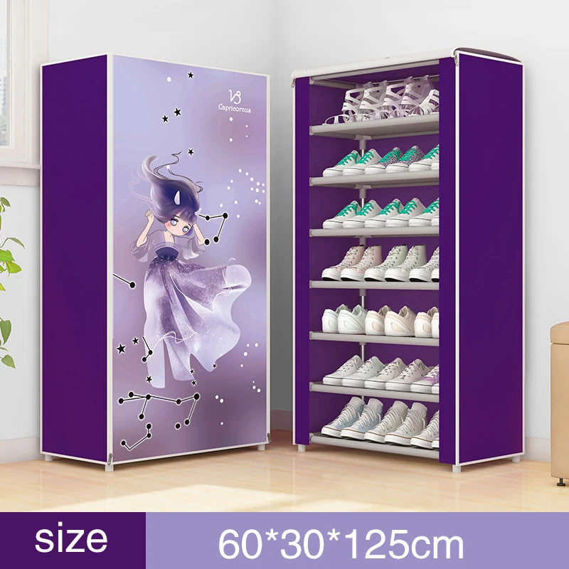 purple with zipper Тапочки DIY уборка собрать нетканый материал 8 слой обувной шкаф обувная полка для обуви стойка практичный шкаф для хранения - Цвет: purple with zipper