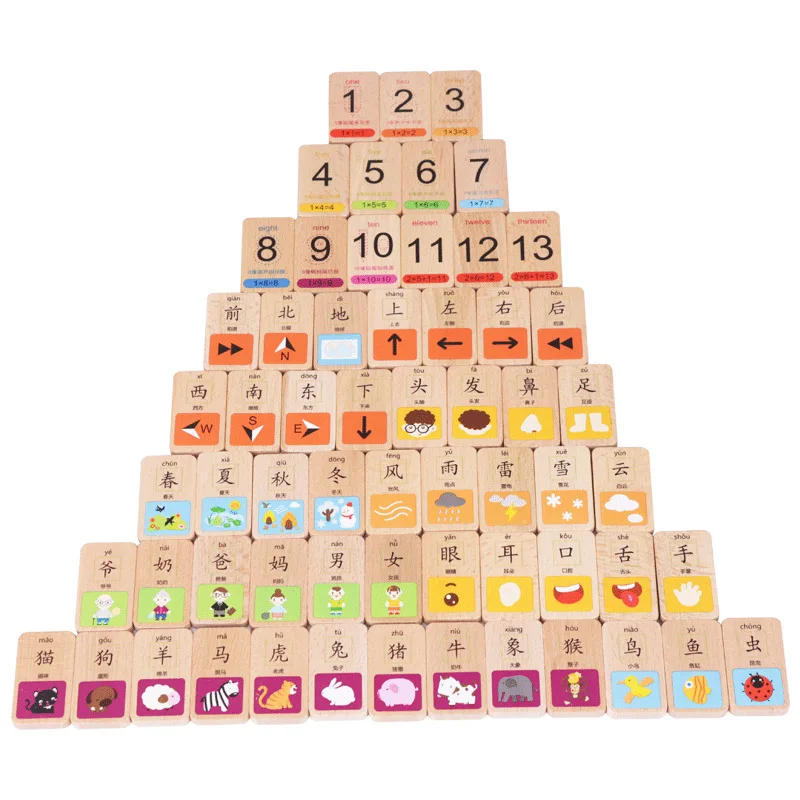 

Muwanshijia Wooden Double-Sided Domino Children'S Educational Toy Building Blocks Baby Birthday Gift