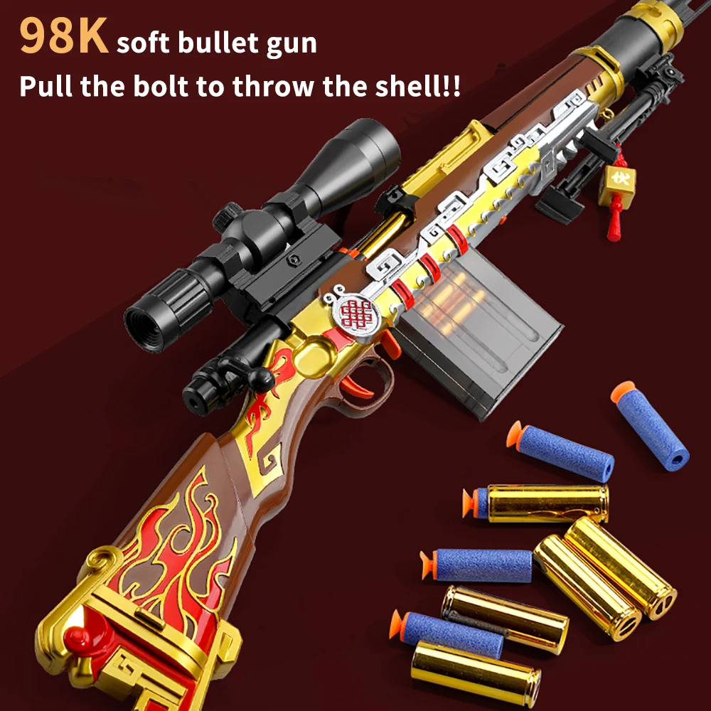 98k AWM Shell Throwing Soft Bullet Gun Toy Outdoor Chicken Eating Game Weapon For Shooting Pneumatic Rifle Toys Boy | Игрушки и хобби