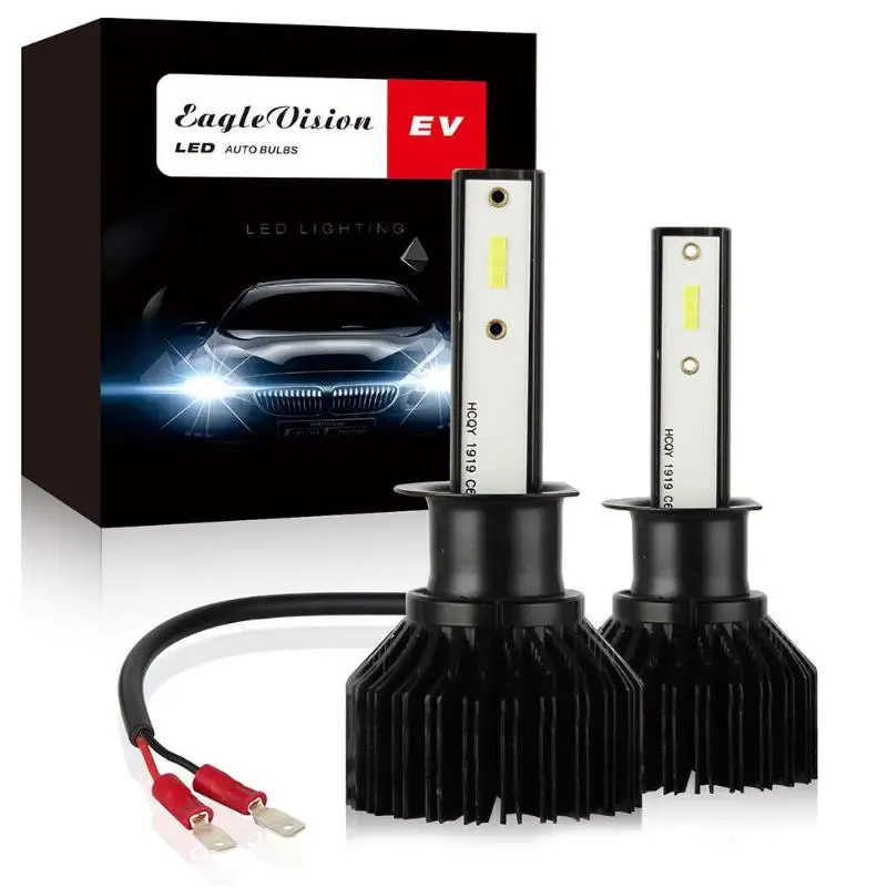 2x EV13 H1 H7 H4 H11 9005 9006 Белый светодиодный автомобиль лампы накаливания 60 Вт 6000LM мини