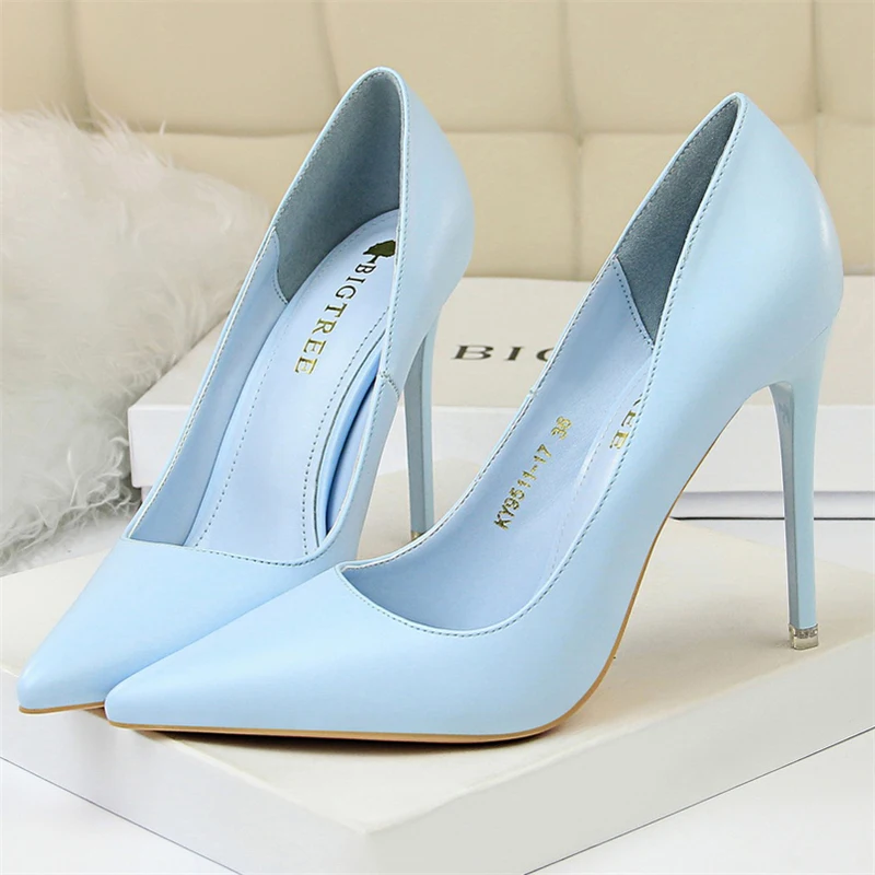 Zapatos de tacón alto de 2021 cm para mujer, stilettos, stilettos, color azul, rosa y amarillo, para boda y San Valentín, Sexy, 10,5