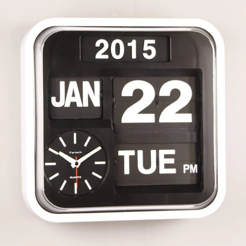Большие Ретро Флип настенные часы современный дизайн авто флип Страница вниз часы 3D украшение календарь часы настенные часы домашний декор 17 дюймов