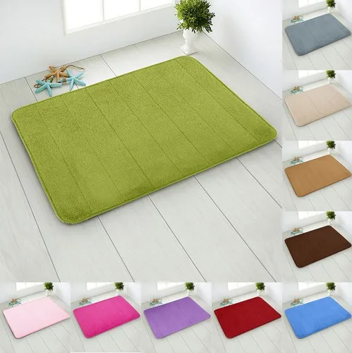 green Коралловый коврик с эффектом памяти хлопок Ванная комната Нескользящая водопоглощающая кухня - Цвет: green