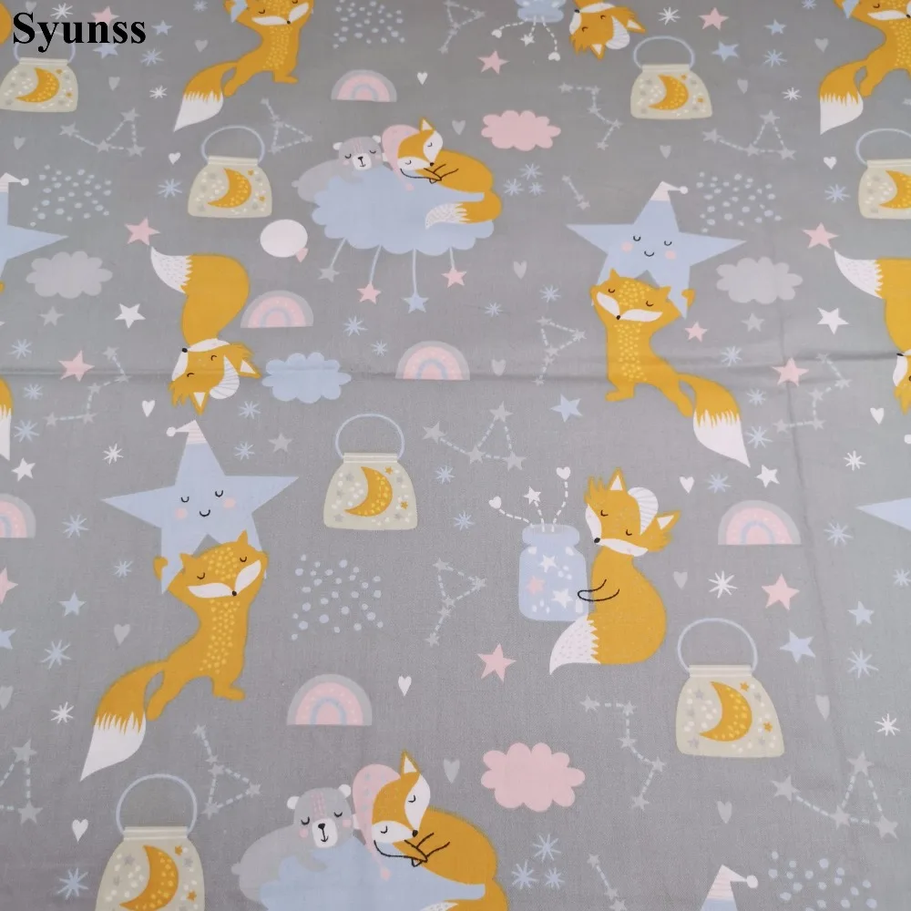 Syunss новые животные из мультфильмов лиса печати хлопок ткань для Diy лоскутное шитье детские кроватки тканевые подушки одеяло шитье Tissus