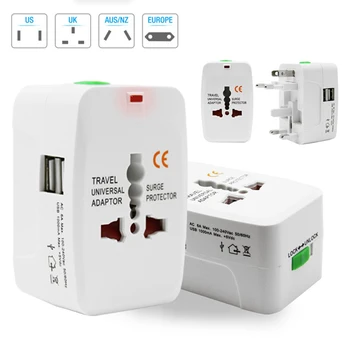 

All-in-one EU UK US AU Universal Travel 2 USB High quality Charging Adapter AC Power Charger Converter Plug Adaptor Socket Plug