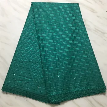 

Latest green African cotton lace fabric for sewing Swiss voile lace material for cloth ECP133(5yards/lot)