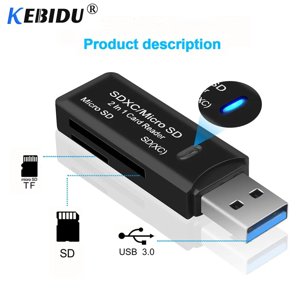 

Kebidu USB 3.0 Type C Card Reader OTG Adapter Mini Card-Reader Multi Smart Memory For Micro SD/TF/CF/MS Micros Computer Laptop