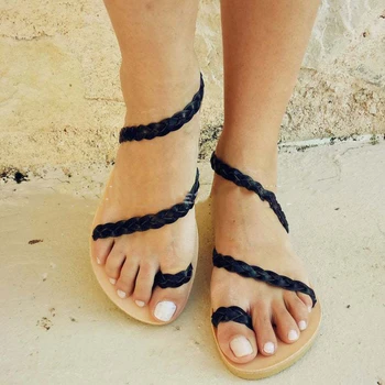 

Women's Sandals 2020 New Flat Sandals Clip Toe Fairy Flat Travel Beach Vacation Wild Summer Gladiator Fashion Flat with Open PU
