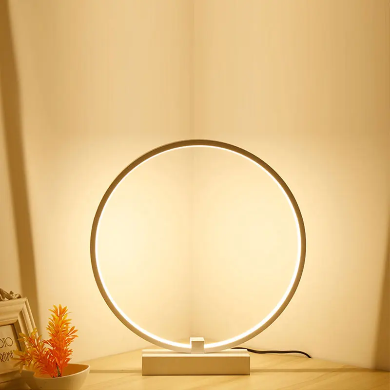 

Modern Minimalist Round Shape LED Table Lamp Wooden Bracket Study Desk Decor Lamp Eye-Care Night Light For Reading Dropshippin