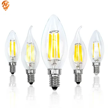 

E14 Retro Edison LED Filament Bulb Lamp AC 220V 230V 240V Light Bulb C35 C35L Glass Bulb Vintage Candle Light