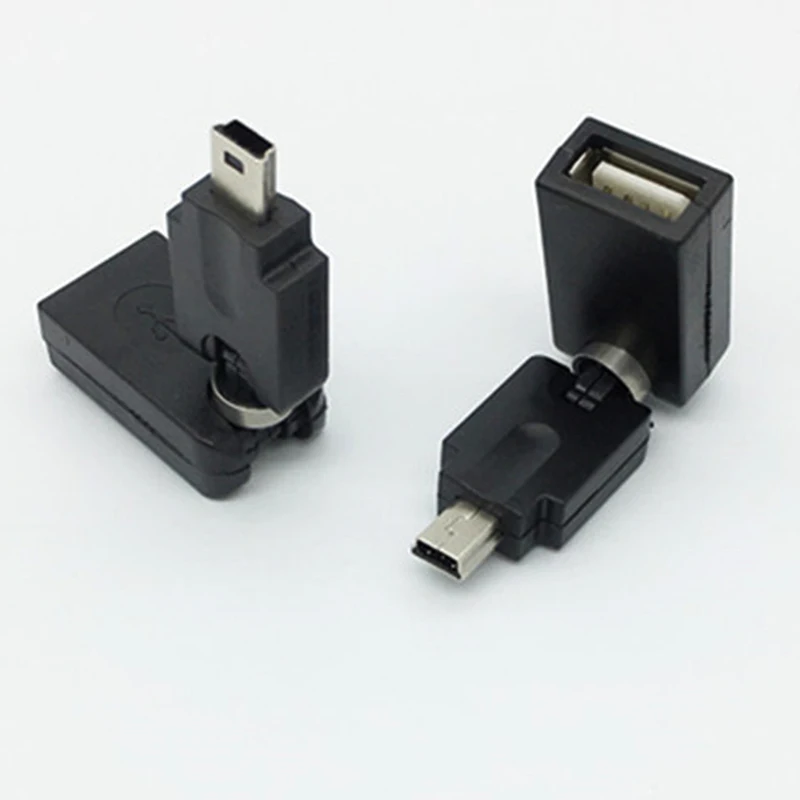 20 шт./лот Mini 5 Pin male To USB 2 0 female otg Type A Male адаптер с углом поворота на 360 градусов для mp3