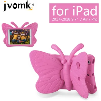

NEW Kids Safe Case for iPad 2017-2018 9.7 "/ Air 2 / Pro 9.7 inch, 3D Cartoon Butterfly Stand Shockproof Tablet Cover