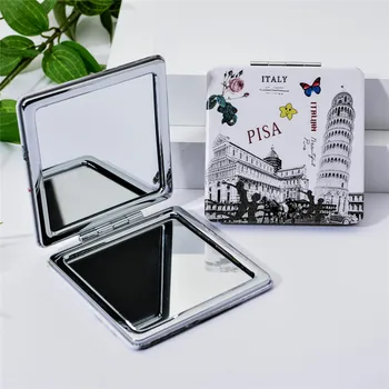 

Italian Building Pocket Makeup Mirror for Women Beauty Accessories Creative Paris Tower Pattern Compact Double-sided Mirrors