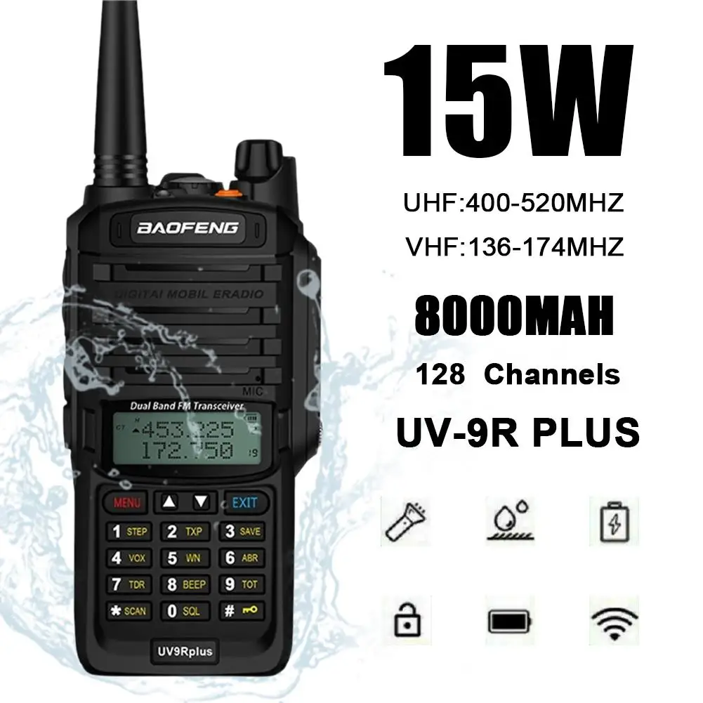 

Original Bafeng UV-9R Plus Walkie Talkie Dual-frequency Handheld Two-Way Waterproof FM Adjustable Digital Transceiver
