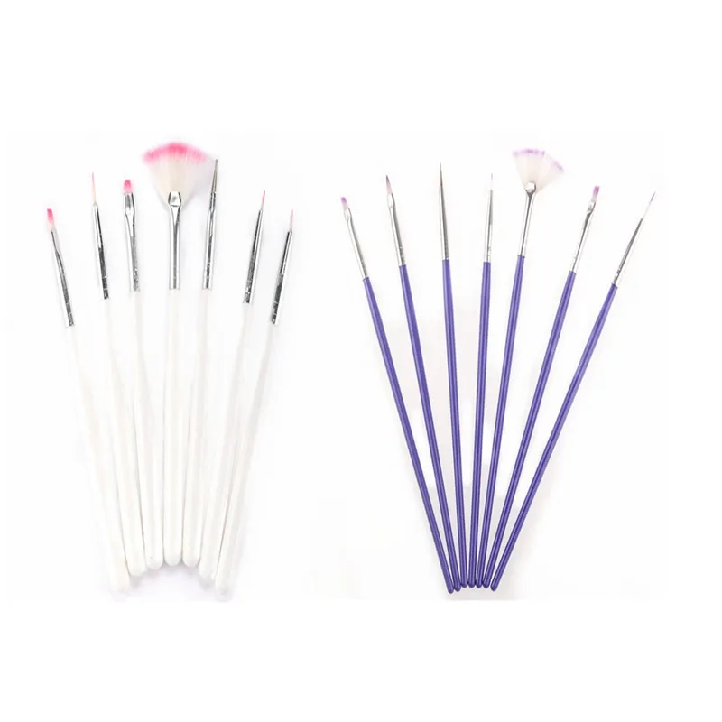 Purple/White/Gold 7pcs/Set Nail Art Painting Brush Pen Manicure Tools  For Acrylic Powder UV Gel Polish Brushes Tools 5