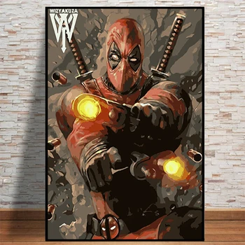 

Hot Movie Deadpool Comics Canvas Painting Wizyakuza Posters Prints Quadros Wall Art Picture for Living Room Home Decor Cuadros
