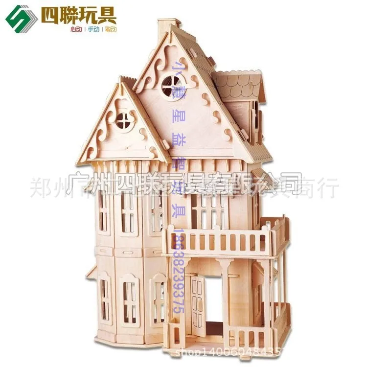 

Quadruple Wood 3D Jigsaw Puzzle Model Chinese-style Architecture CHILDREN'S Intelligence Toys DIY Small Gifts Yellow Crane Tower