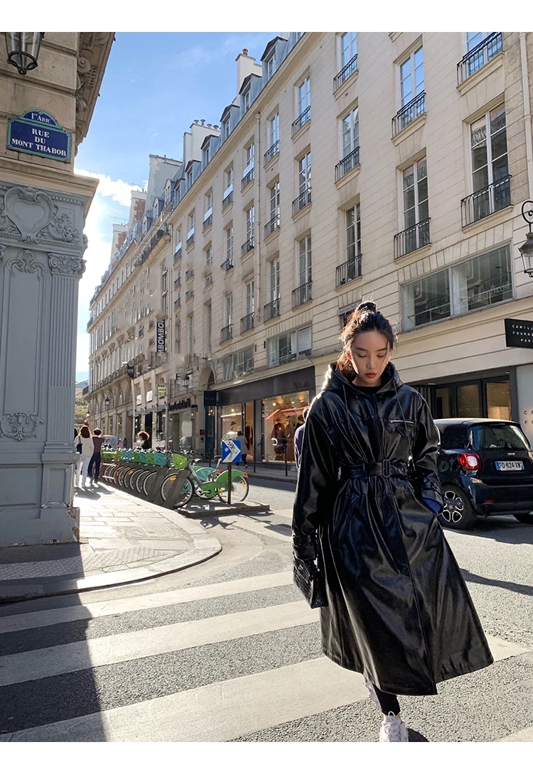 Зимняя куртка из искусственной кожи с длинным рукавом, элегантная тонкая кожаная куртка, женская одежда, роскошная женская куртка больших размеров