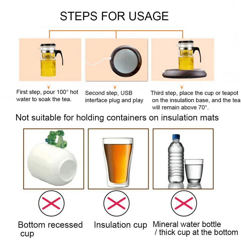 Portable Beverage Mug Mat Electric Keep Drink Warm Heater Mugs Coaster Warmer Heat Original USB Wood Grain Cup