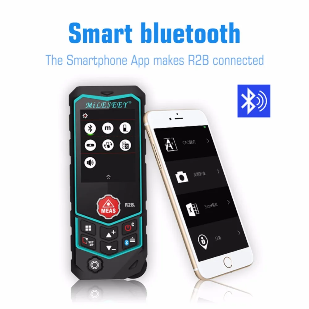 Laser Distance meter Bluetooth Function Rangefinder Point to Point Measurement Roulette with Wheel Laser Line Calculate Area Laser Distance meter Bluetooth Function Rangefinder Point to Point Measurement Roulette with Wheel Laser Line Calculate Area