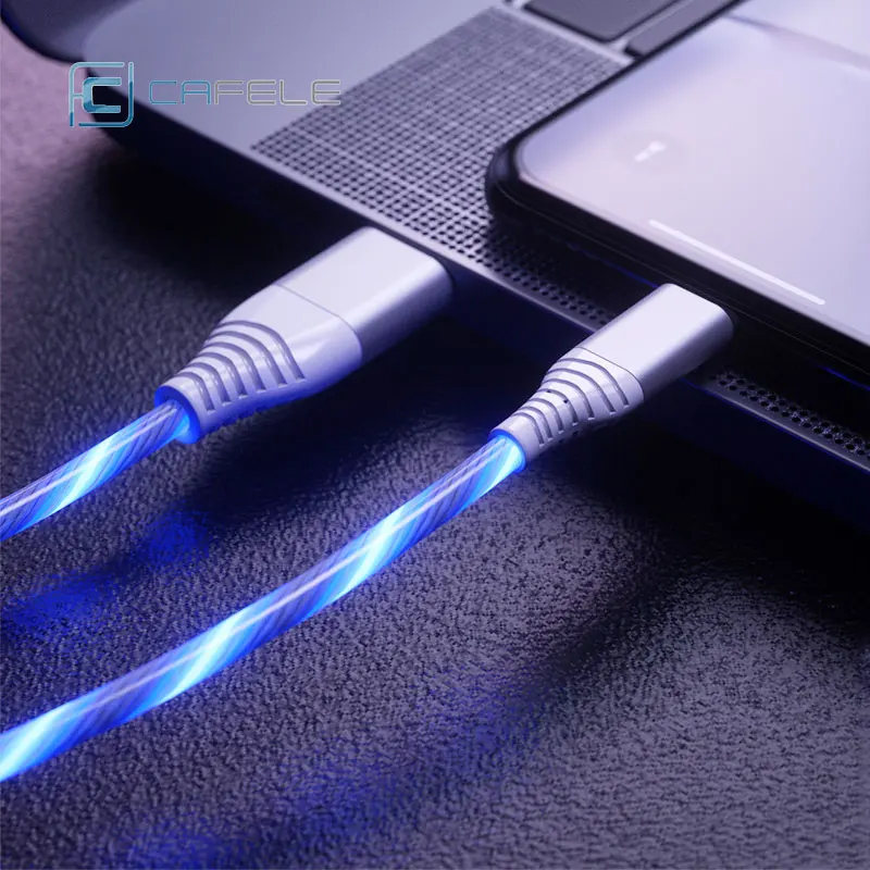 

Cafele Type-c USB Cable 2M LED Light Illuminate Type C Usb Data Cables For Xiaomi Mi9 Mi8 Huawei LG Samsung Red Rice Note 7 Oppo