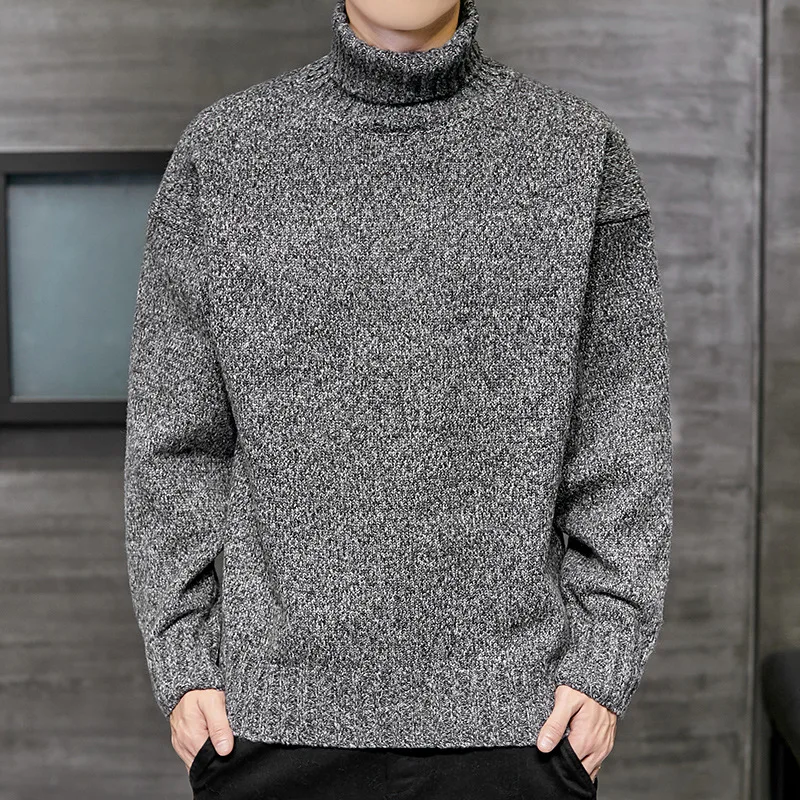 

Sweater Men's Autumn Winter New Men's High Neck Simple Multicolor Sweater Warm Stretch Pullover Sweater High Neck
