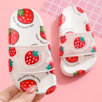 

Summer slippers kids indoor slippers cartoon fruit strawberry girl flip flop slide sandals beach children home floor shoes