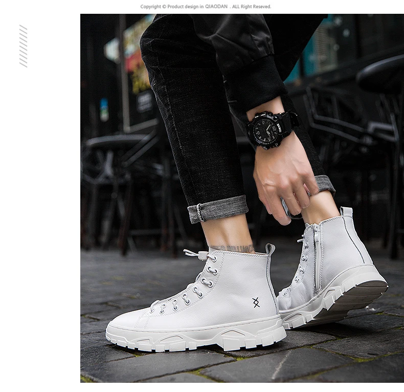 VRYHEID Genuine Leather Men Boots Fashion Casual Trend Waterproof Snow Boots High-top Non-slip Sole Short Ankle boots Man Bota