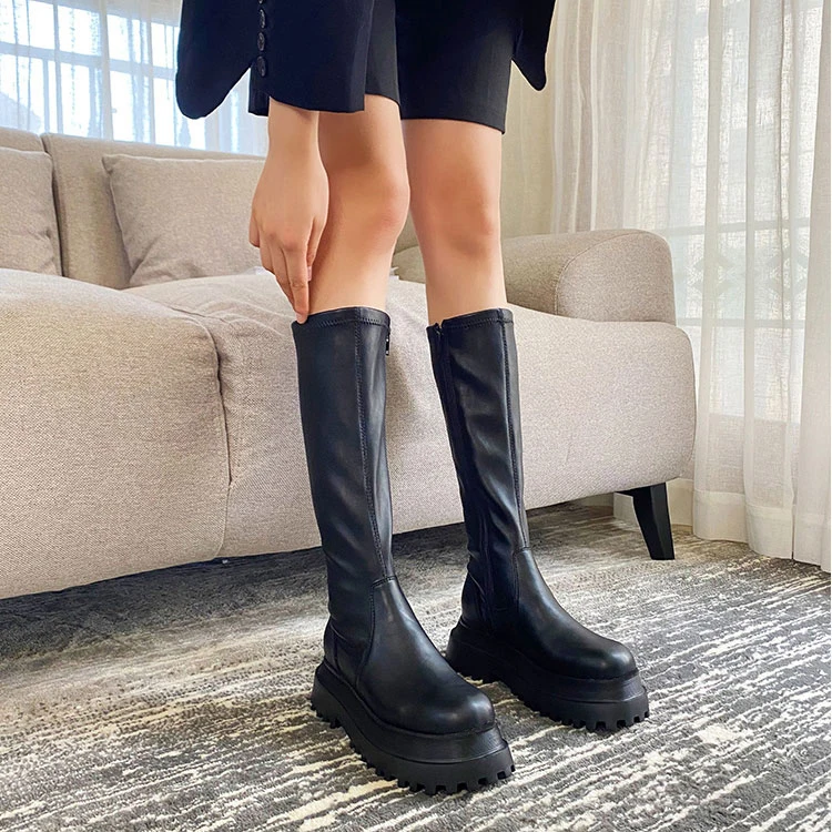 Gothic Style Shoes 2020 Autumn Elastic Punk Short Boots Women's Net Red Short-Height Long Thick Bottom Increased Thin Boots